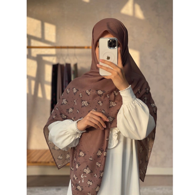 روسری شیدا نسکافه گل کرم