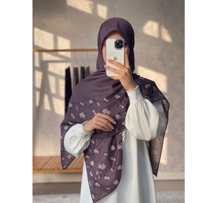روسری شیدا نیلی صدفی گل صورتی