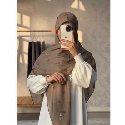 روسری سدری شاخه گل نارنجی