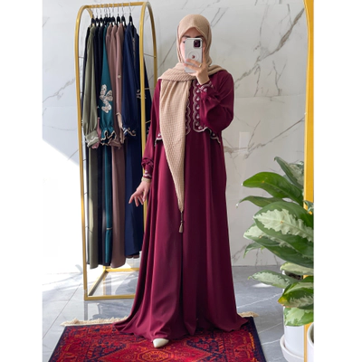 عبای حنا رنگ زرشکی