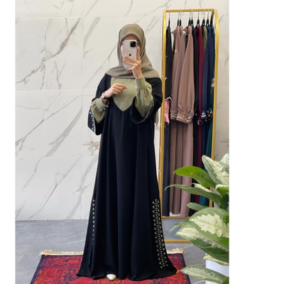 عبای فاخر رنگ مشکی سبز سدری