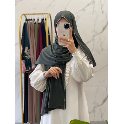 شال کشی نگینی سبز تیره