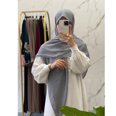 روسری نخی پلیسه طوسی