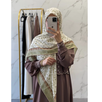 روسری نخی گل ریز سبز