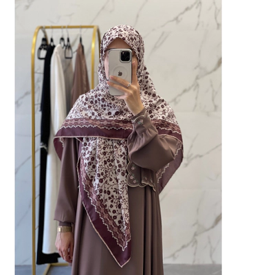 روسری نخی گل ریز قهوه ای