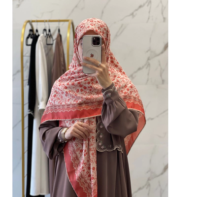 روسری نخی گل ریز نارنجی