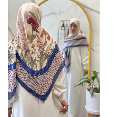 روسری نخی پیچک آبی کاربنی
