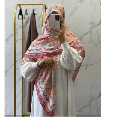 روسری نخی نارنجی آبی پاستیلی