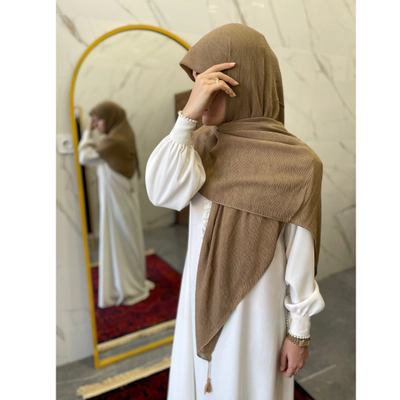 روسری نخی پلیسه ریز شکلاتی