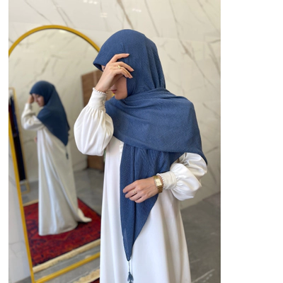 روسری نخی پلیسه آبی جین