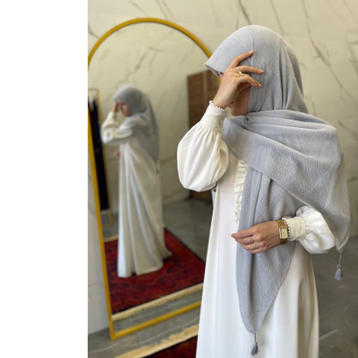 روسری نخی پلیسه ریز طوسی ملیح