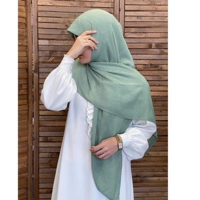 روسری نخی پلیسه ریز سبزپاستیلی