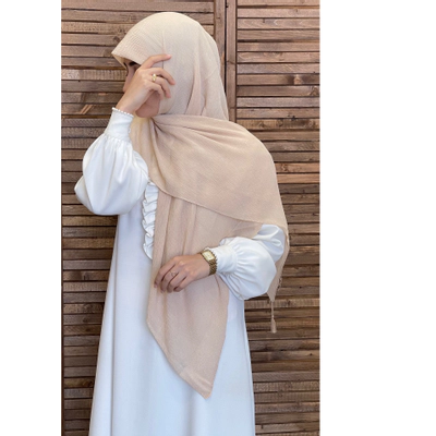 روسری نخی پلیسه ریز کرم