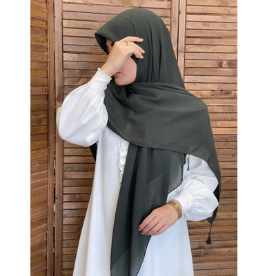 روسری نخ کریشه سبز ارتشی تیره