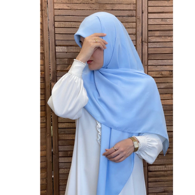 روسری کرپ حریر آبی آسمونی