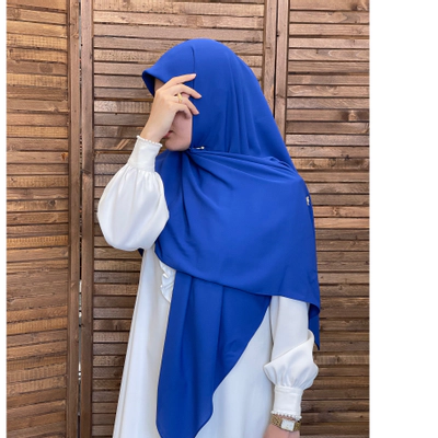 روسری کرپ حریر آبی کاربنی