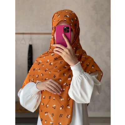 روسری نارنجی گل ریز لاله