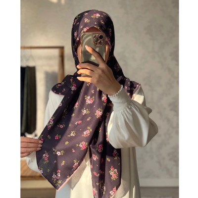 روسری قواره 120سرمه ای بادمجونی گلریز