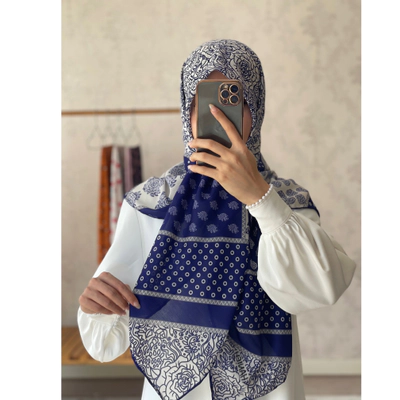 روسری قواره 120 کاربنی طرح ترکیبی