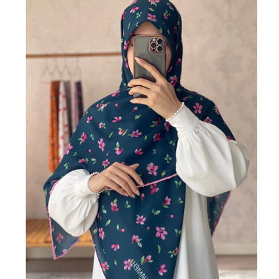 روسری گل بهاری سبز زمردی