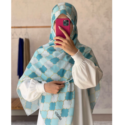 روسری آبی فیروزه ای کلاسیک چارخونه