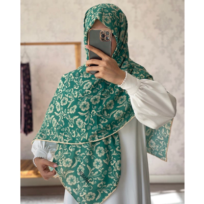 روسری سبز طرح شلوغ