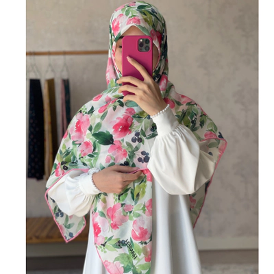 روسری سبز صورتی تمشک