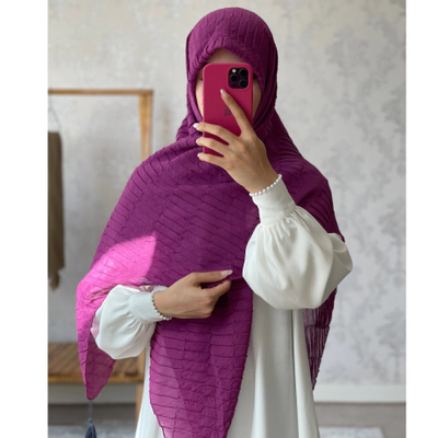 روسری نخی پلیسه ارغوانی