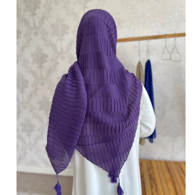روسری نخی پلیسه بنفش