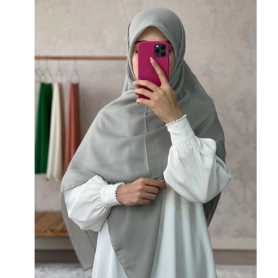 روسری نخی ساده طوسی روشن