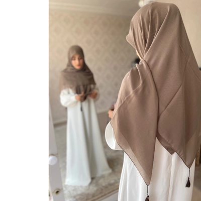 روسری نخی ساده نسکافه ای