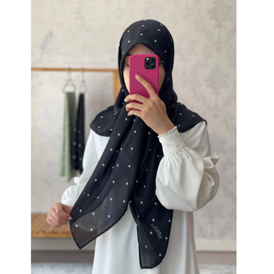 روسری قلبی مشکی قواره 120