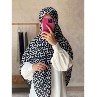 روسری مشکی سفید خانومی