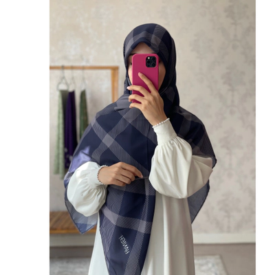 روسری اسپرت سرمه ای چارخونه