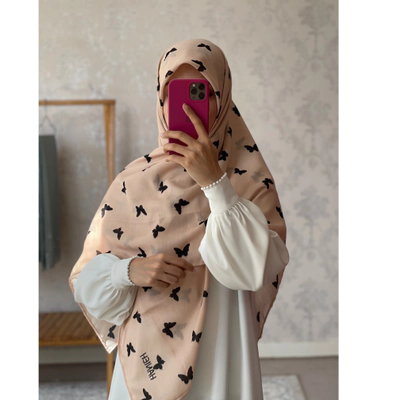 روسری کرم پروانه مشکی